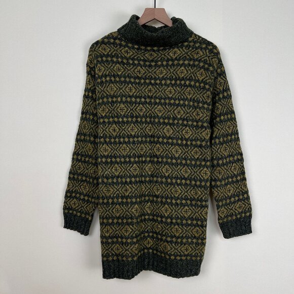 Vintage Fair Isle Sweater Dress Mini Scandi Girl Scandinavian Winter Christmas - Picture 4 of 8